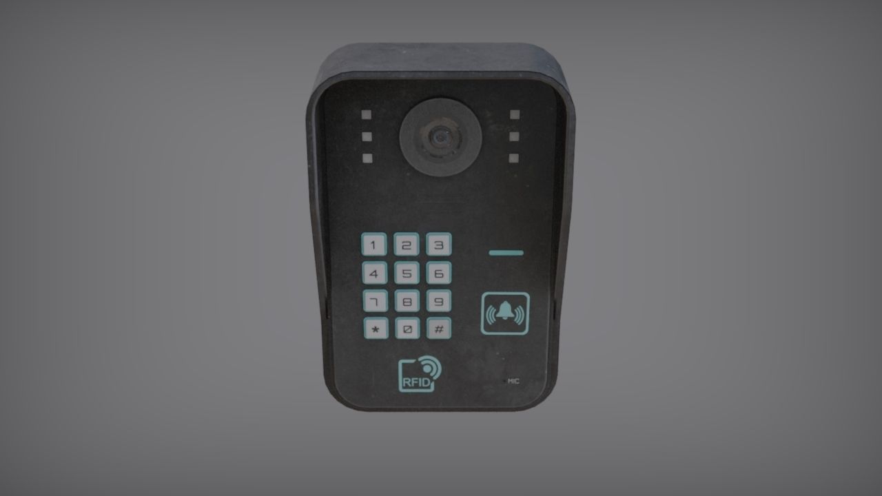 RFID Door Intercom with cam Low-poly 3D model_14