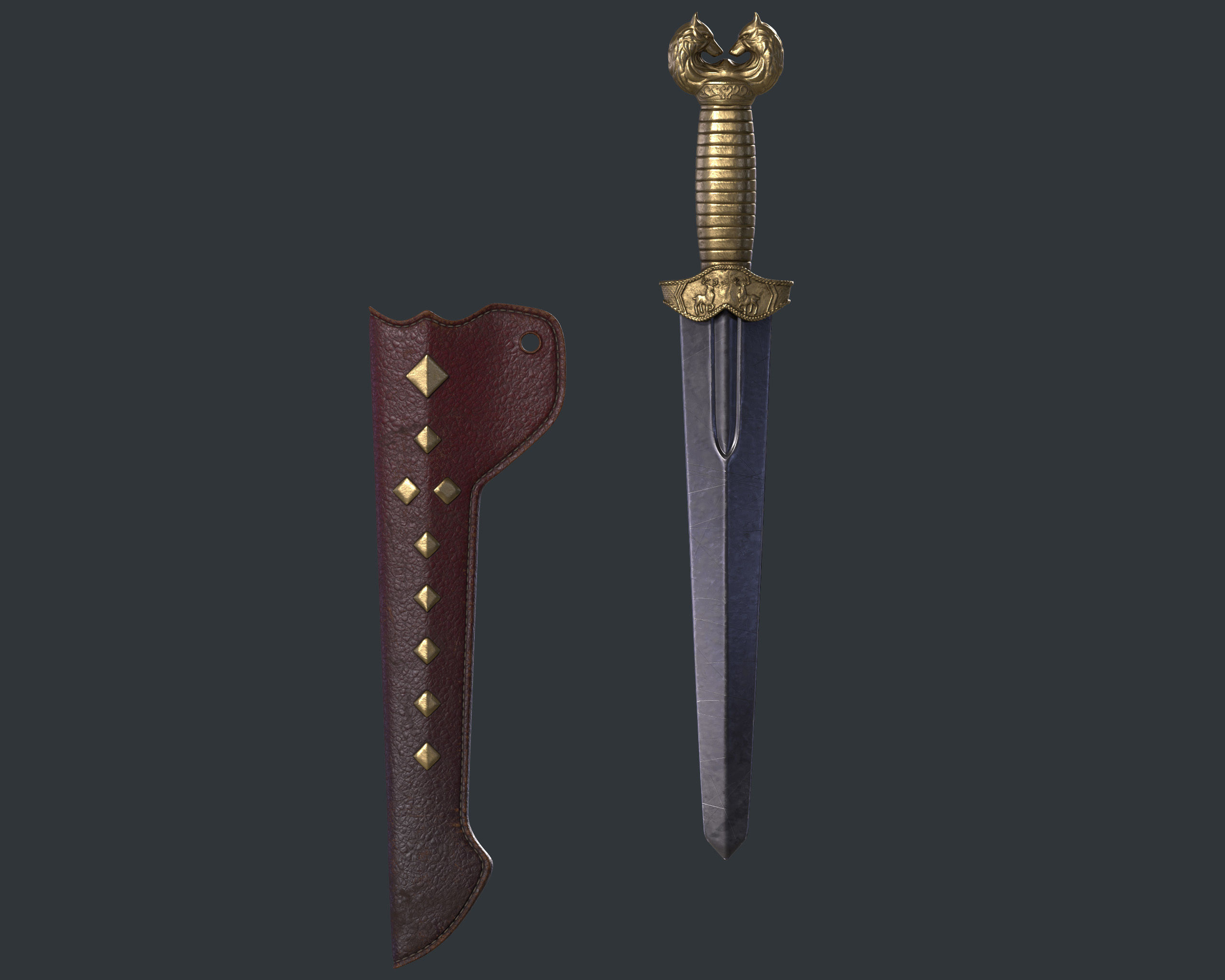 SubD Scythian Sword - 01 3D model_3