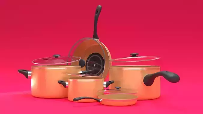 Cooking Pot And Frying Pan 3D model