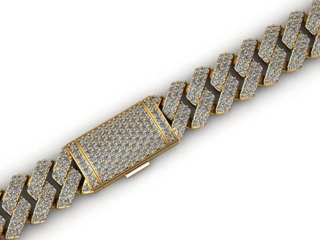 10 MM CUBAN LINK CHAIN 2 ROWS DIAMOND BRACELET OR NECKLACE 3D print model_3