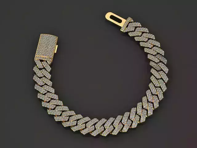 10 MM CUBAN LINK CHAIN 2 ROWS DIAMOND BRACELET OR NECKLACE 3D print model