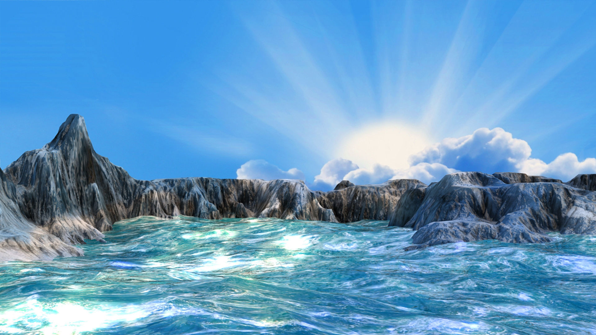 Sea Animated Low-poly 3D model_2