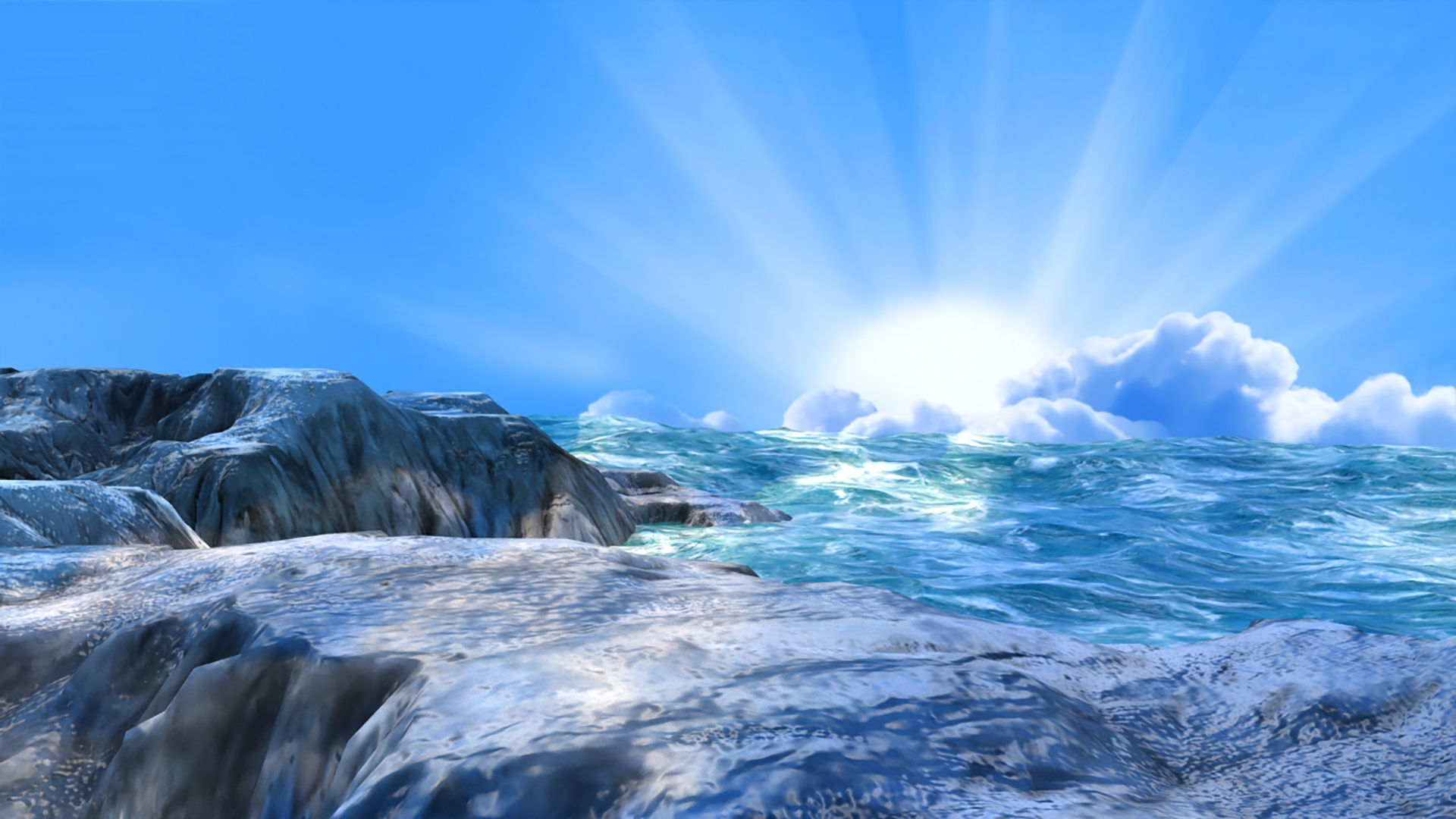 Sea Animated Low-poly 3D model_8