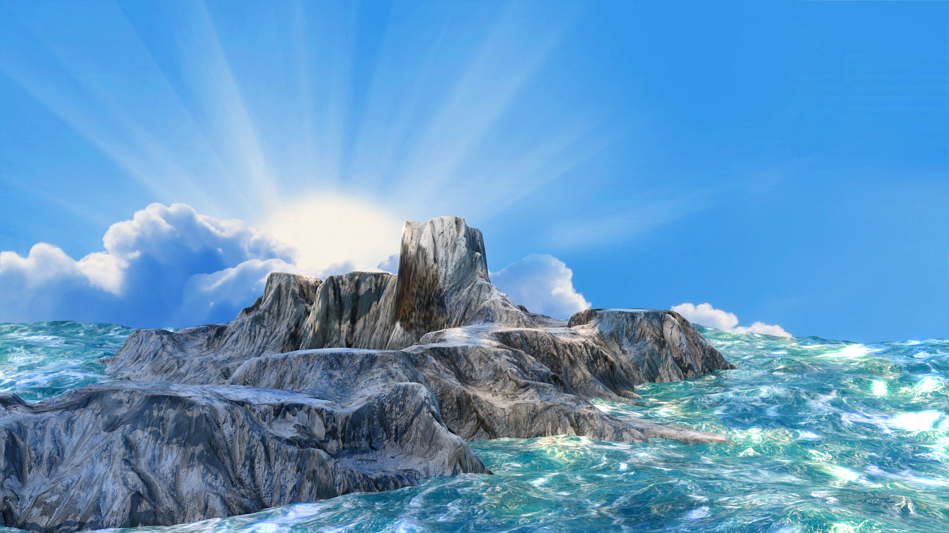 Sea Animated Low-poly 3D model_1