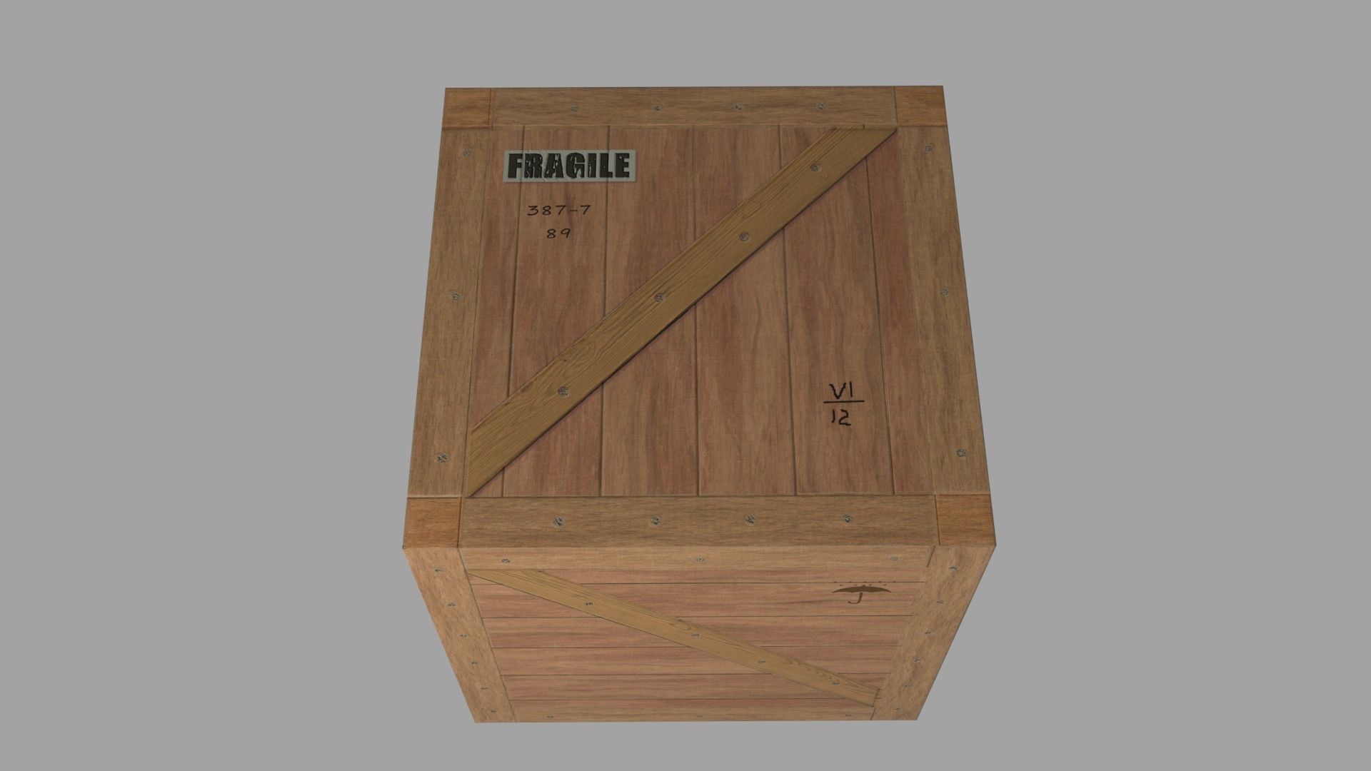 low poly 1 wooden box Low-poly 3D model_3