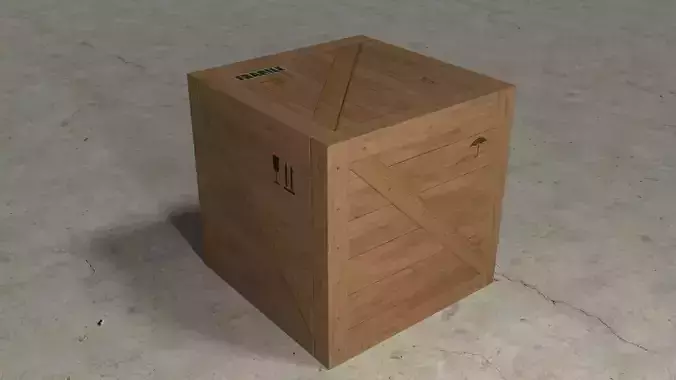 low poly 1 wooden box