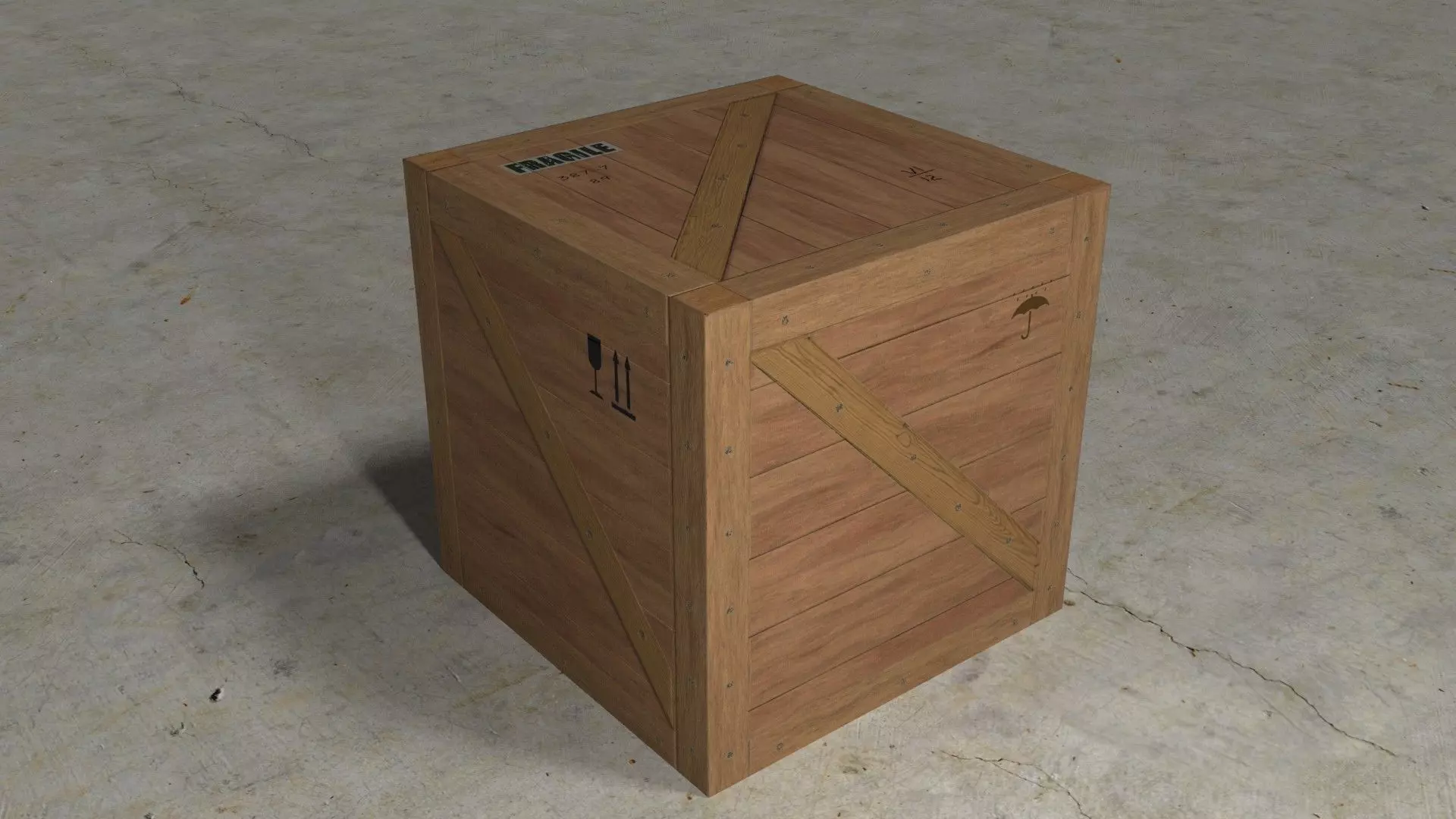 low poly 1 wooden box Low-poly 3D model_0