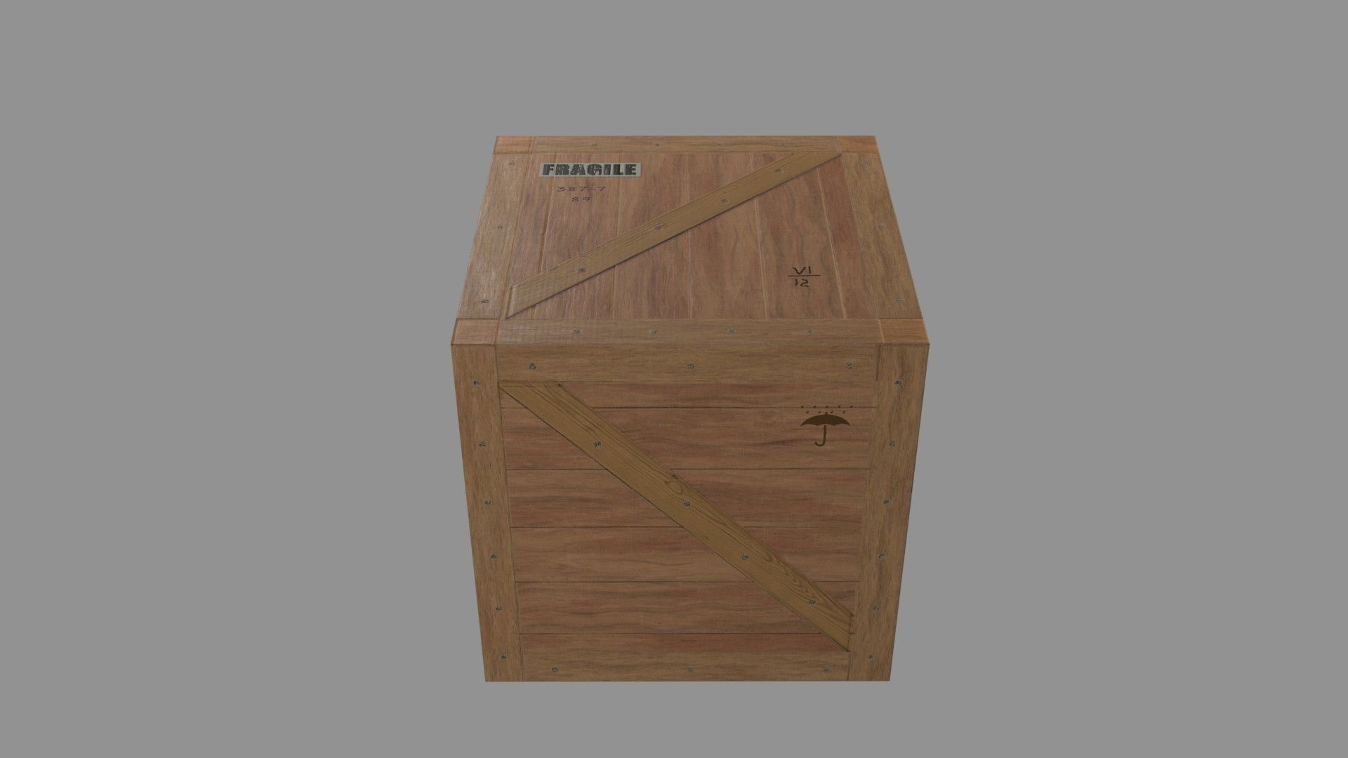 low poly 1 wooden box Low-poly 3D model_4