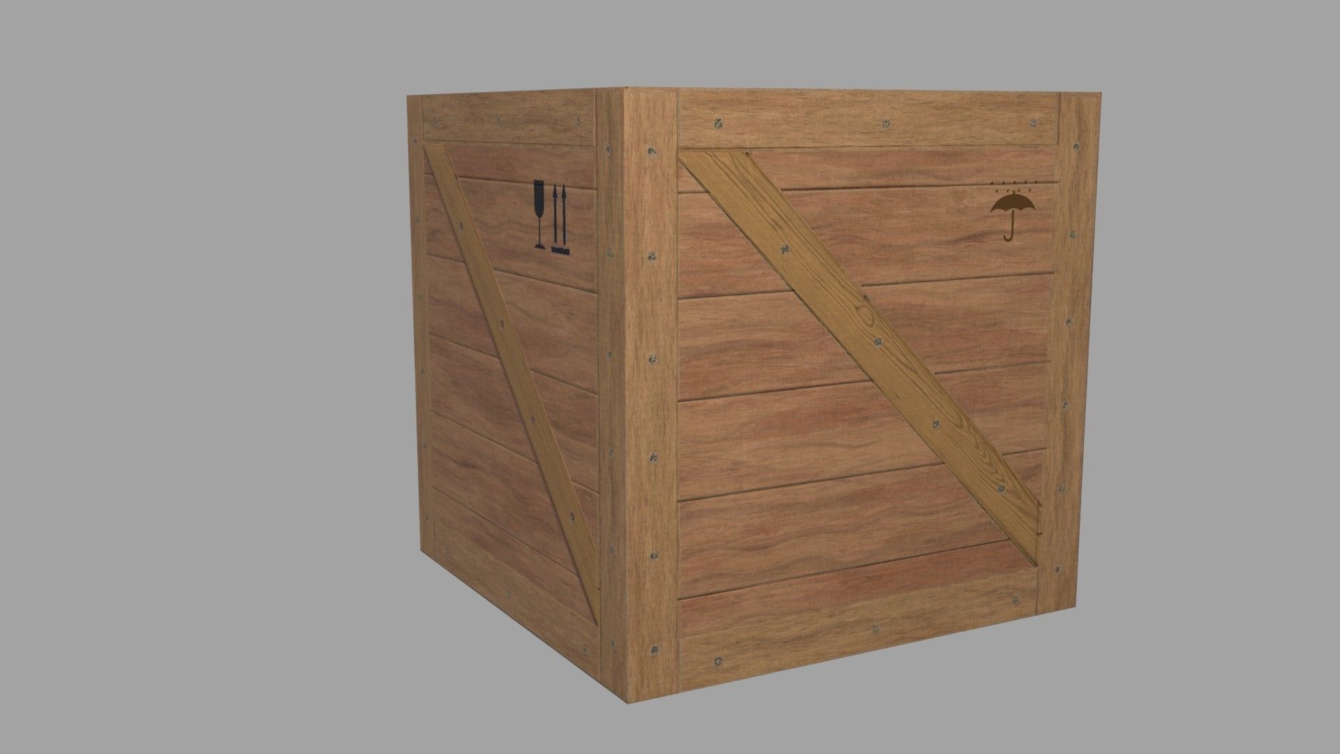 low poly 1 wooden box Low-poly 3D model_2