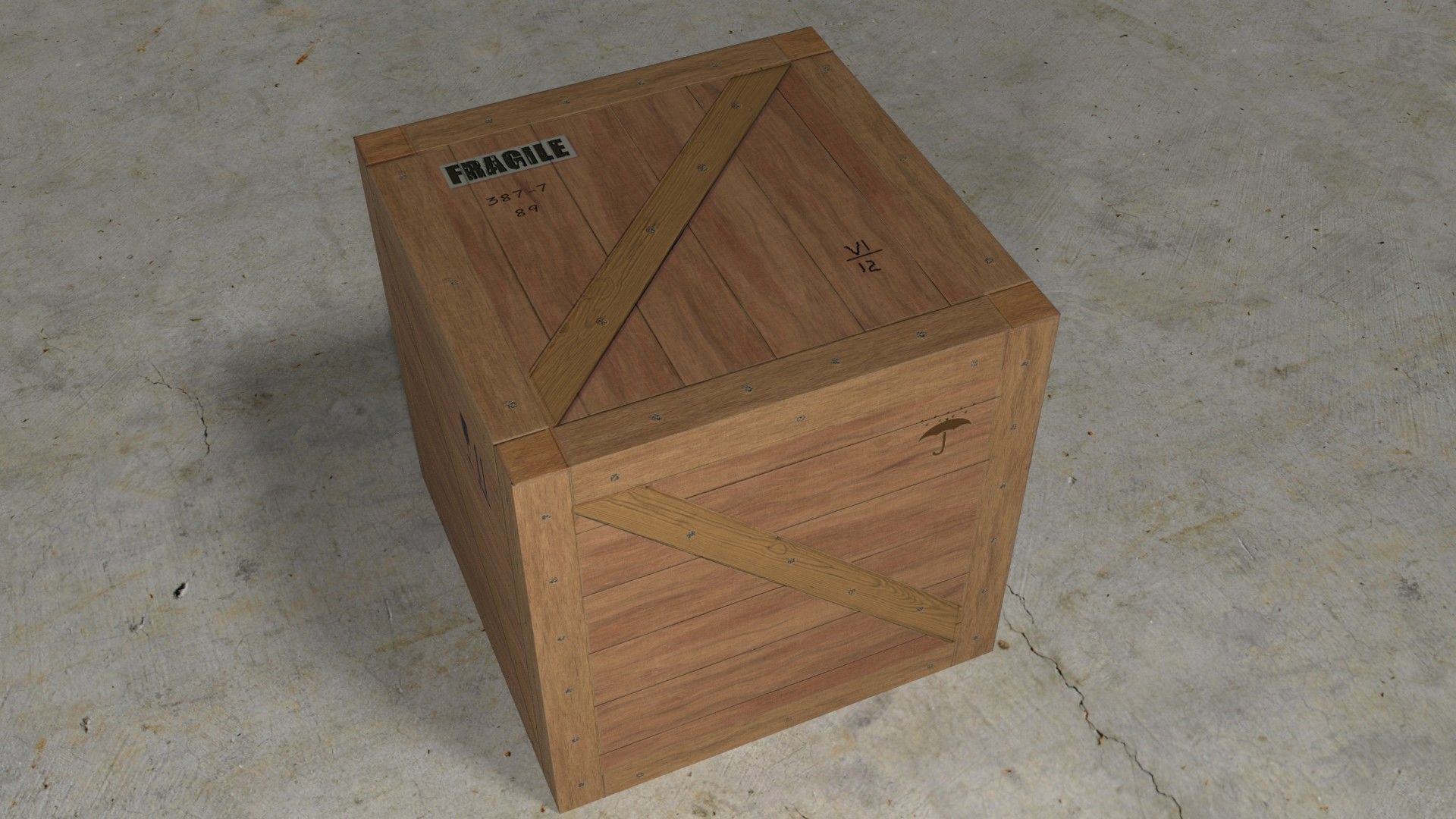 low poly 1 wooden box Low-poly 3D model_1