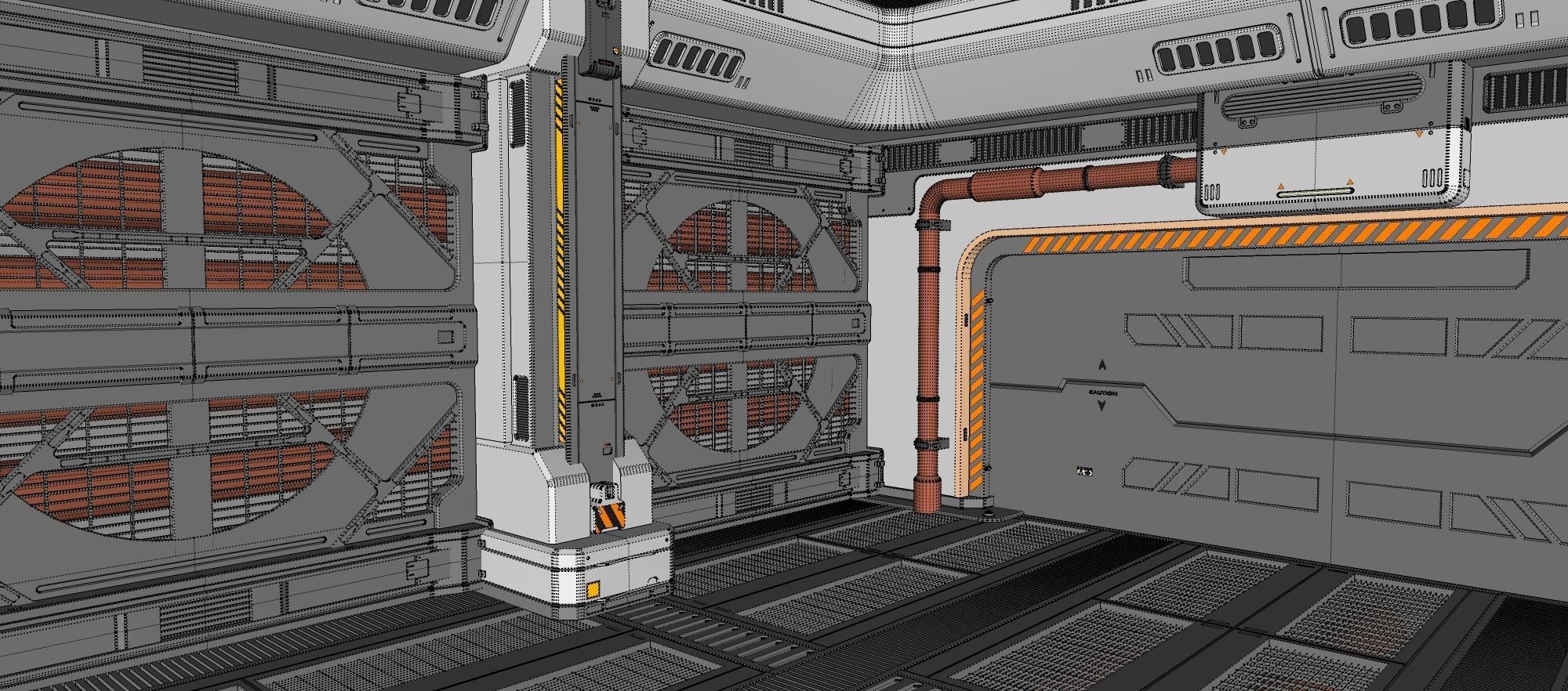 sci fi corridor 3D model_17