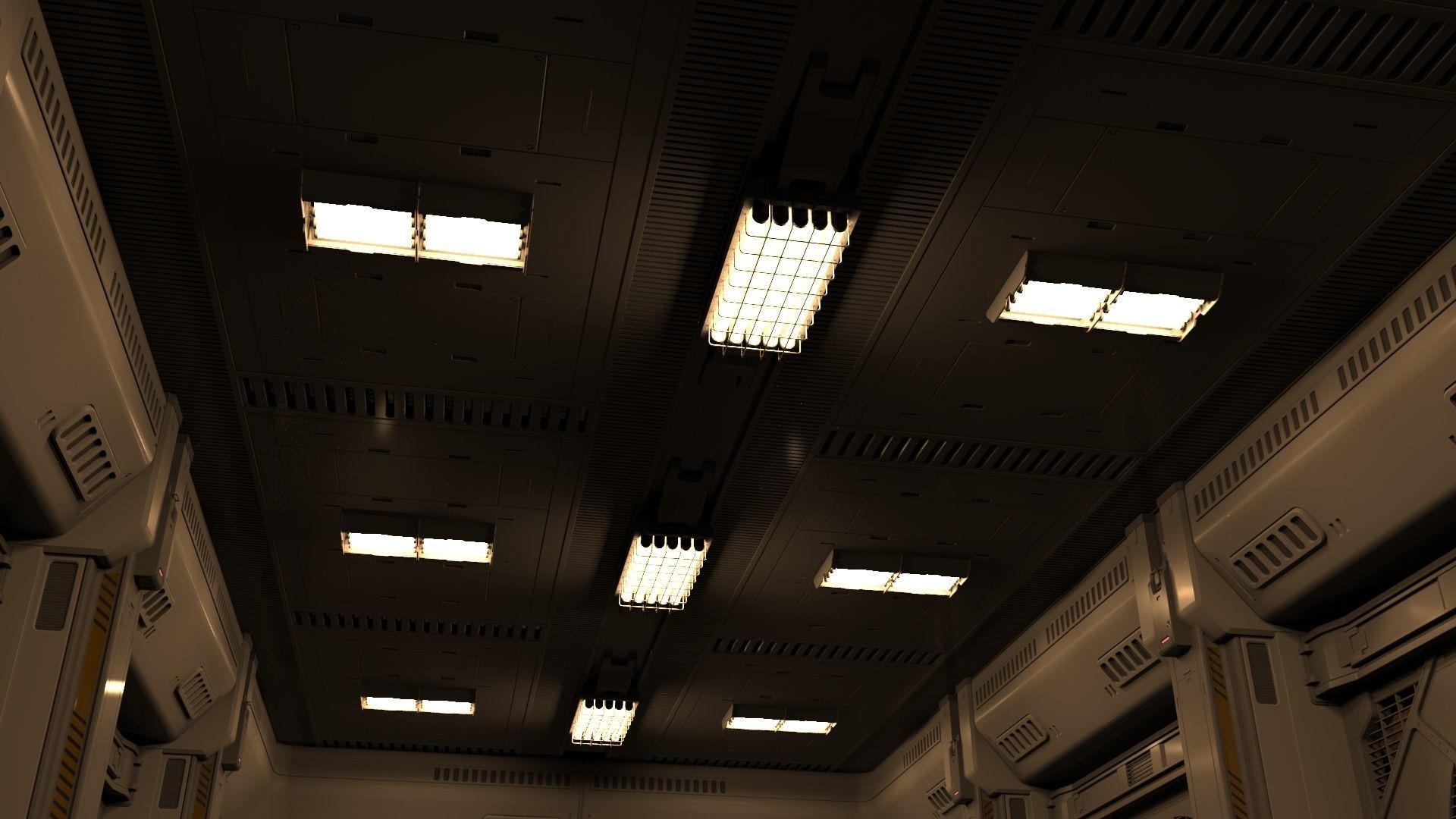 sci fi corridor 3D model_12