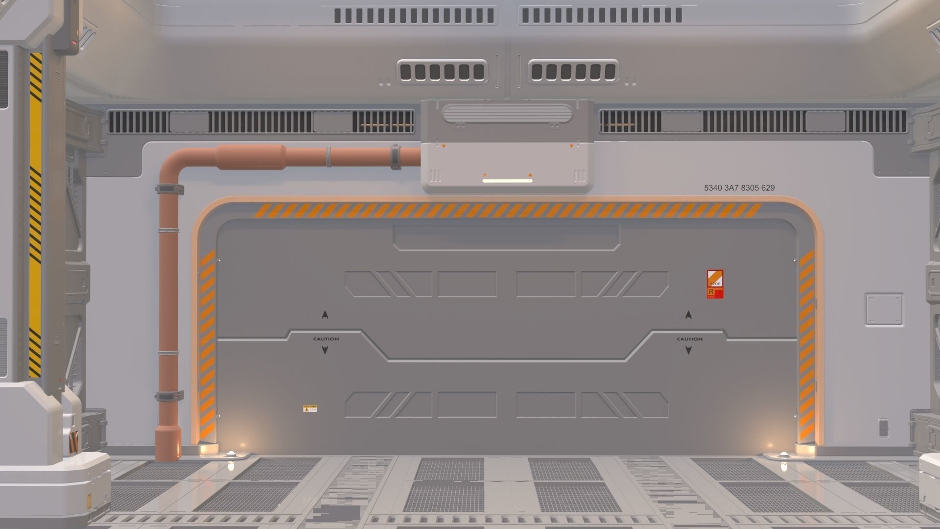 sci fi corridor 3D model_9