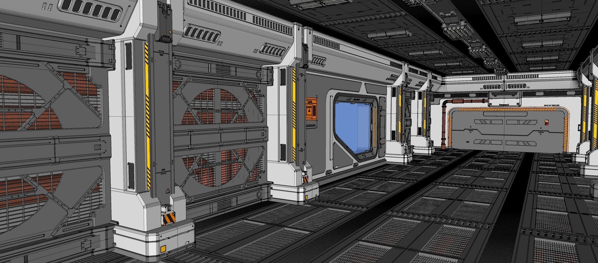 sci fi corridor 3D model_21