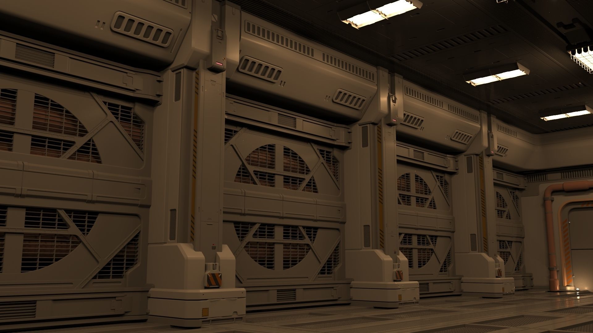 sci fi corridor 3D model_4