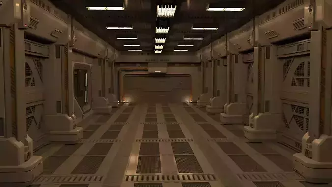 sci fi corridor 3D model