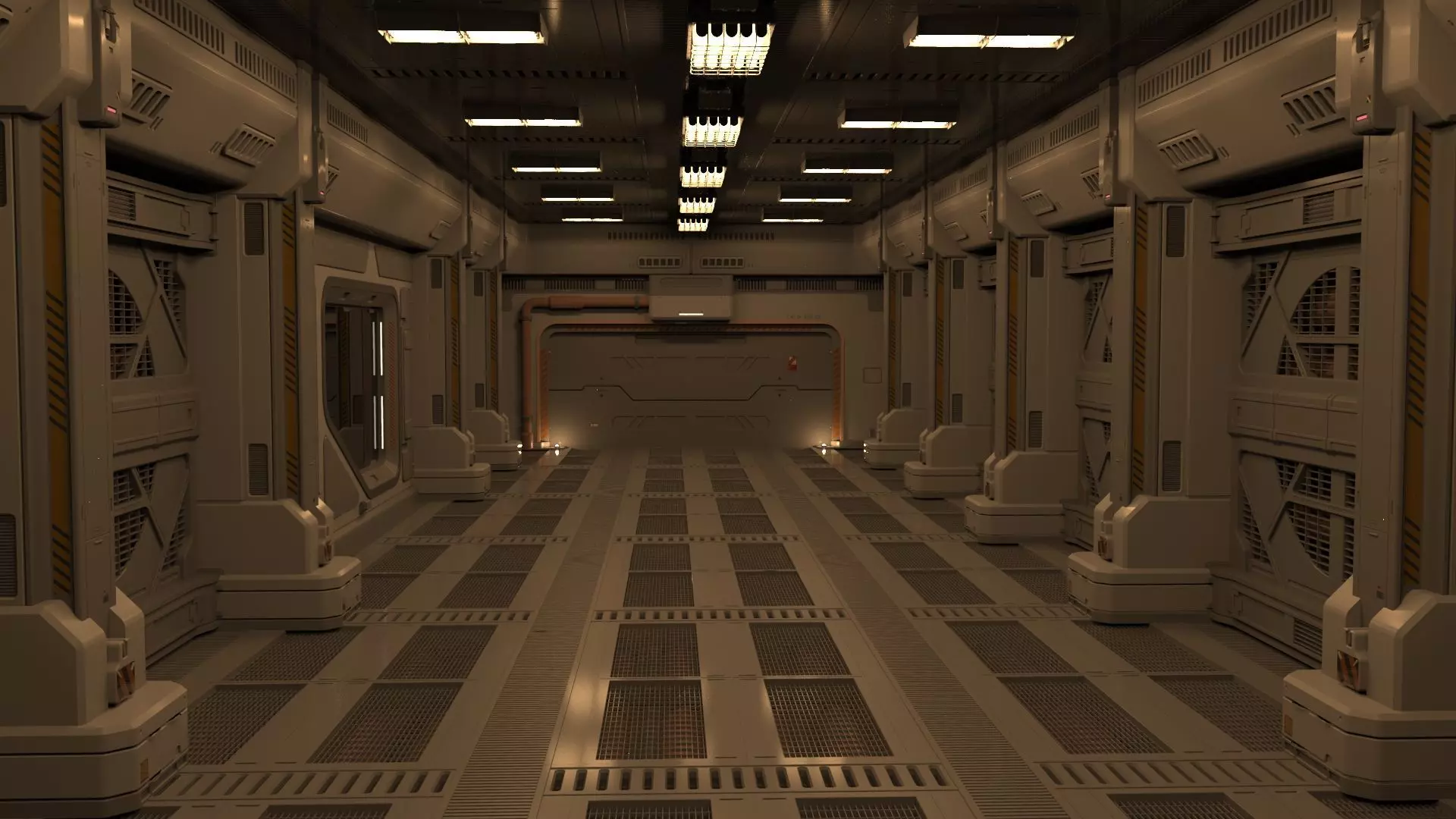 sci fi corridor 3D model_0