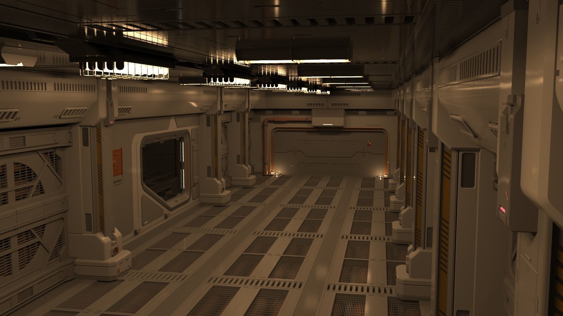 sci fi corridor 3D model_1