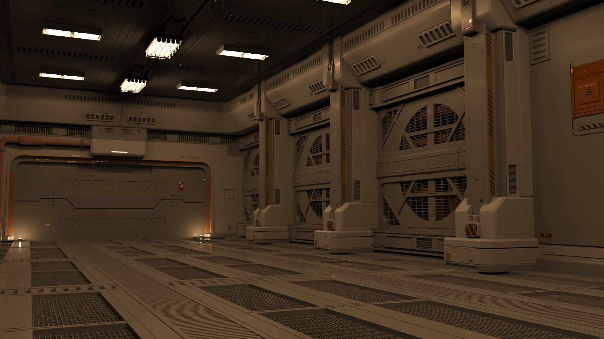 sci fi corridor 3D model_7