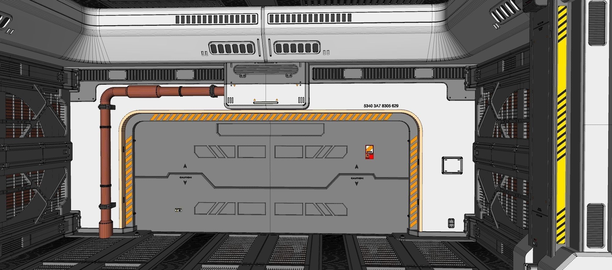 sci fi corridor 3D model_16