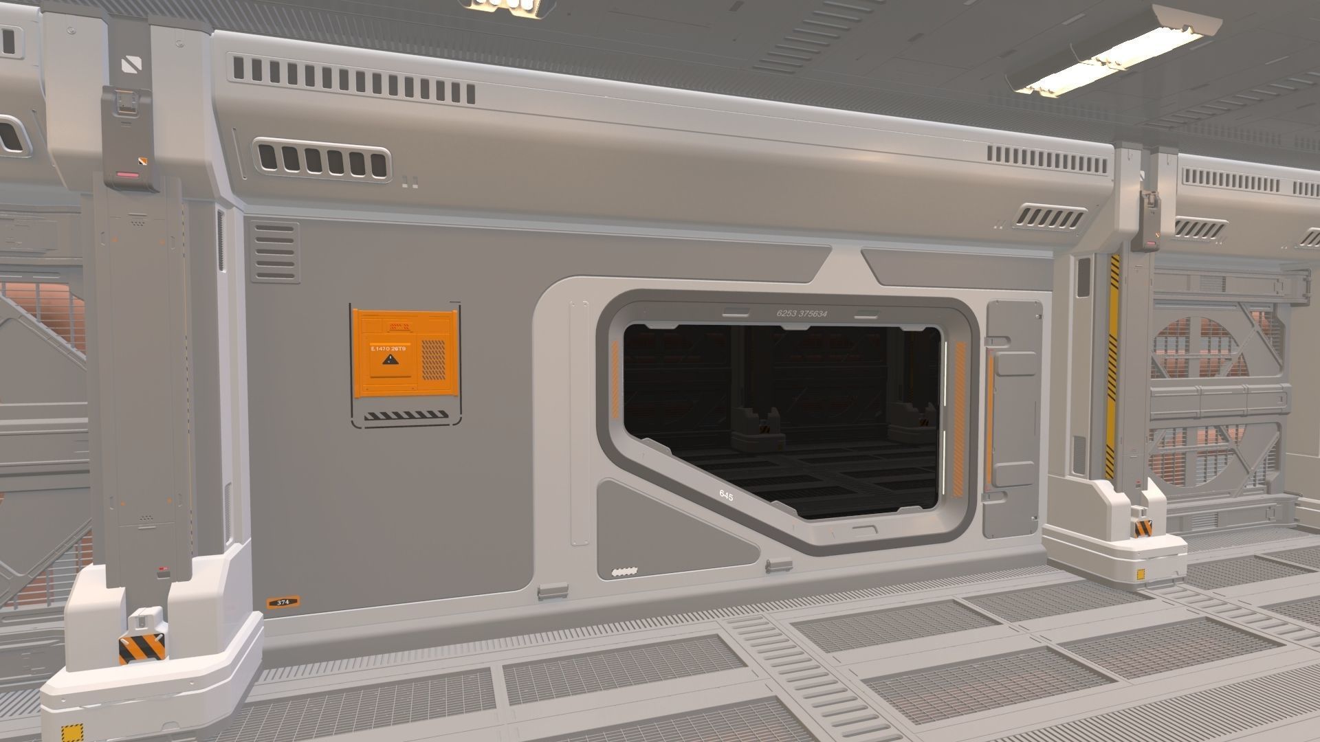 sci fi corridor 3D model_6