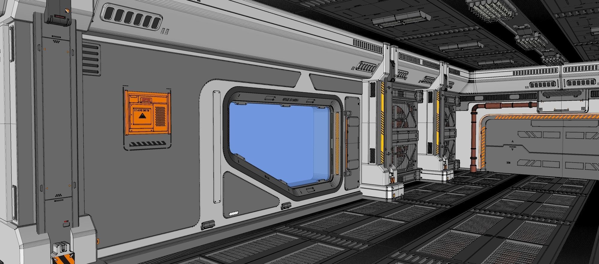 sci fi corridor 3D model_22