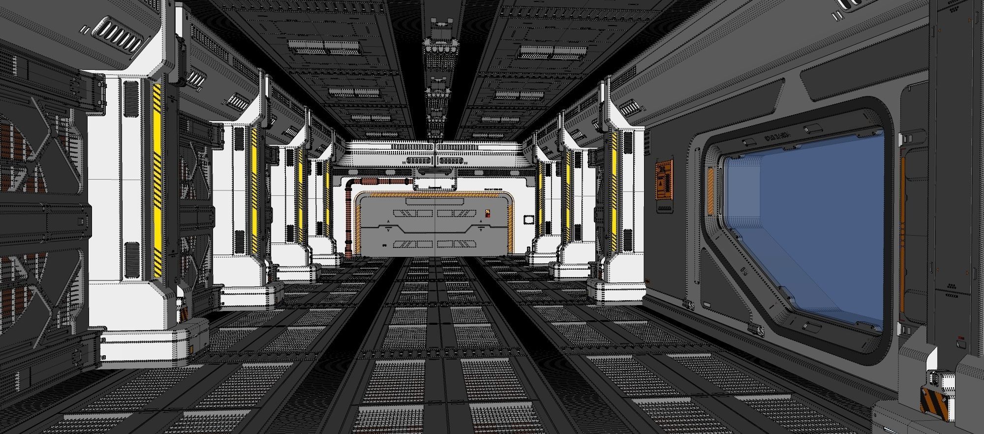 sci fi corridor 3D model_15