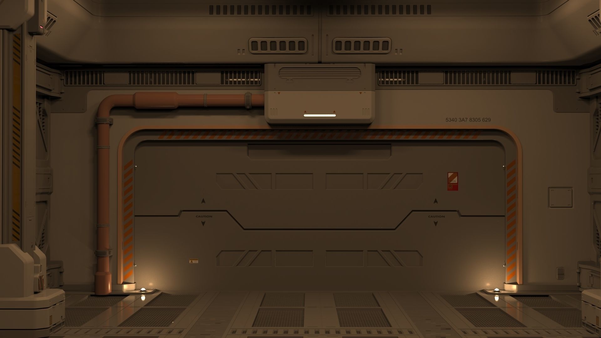 sci fi corridor 3D model_8