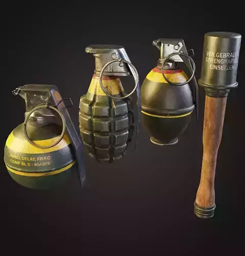Frag Grenade Collection Low-poly 3D model