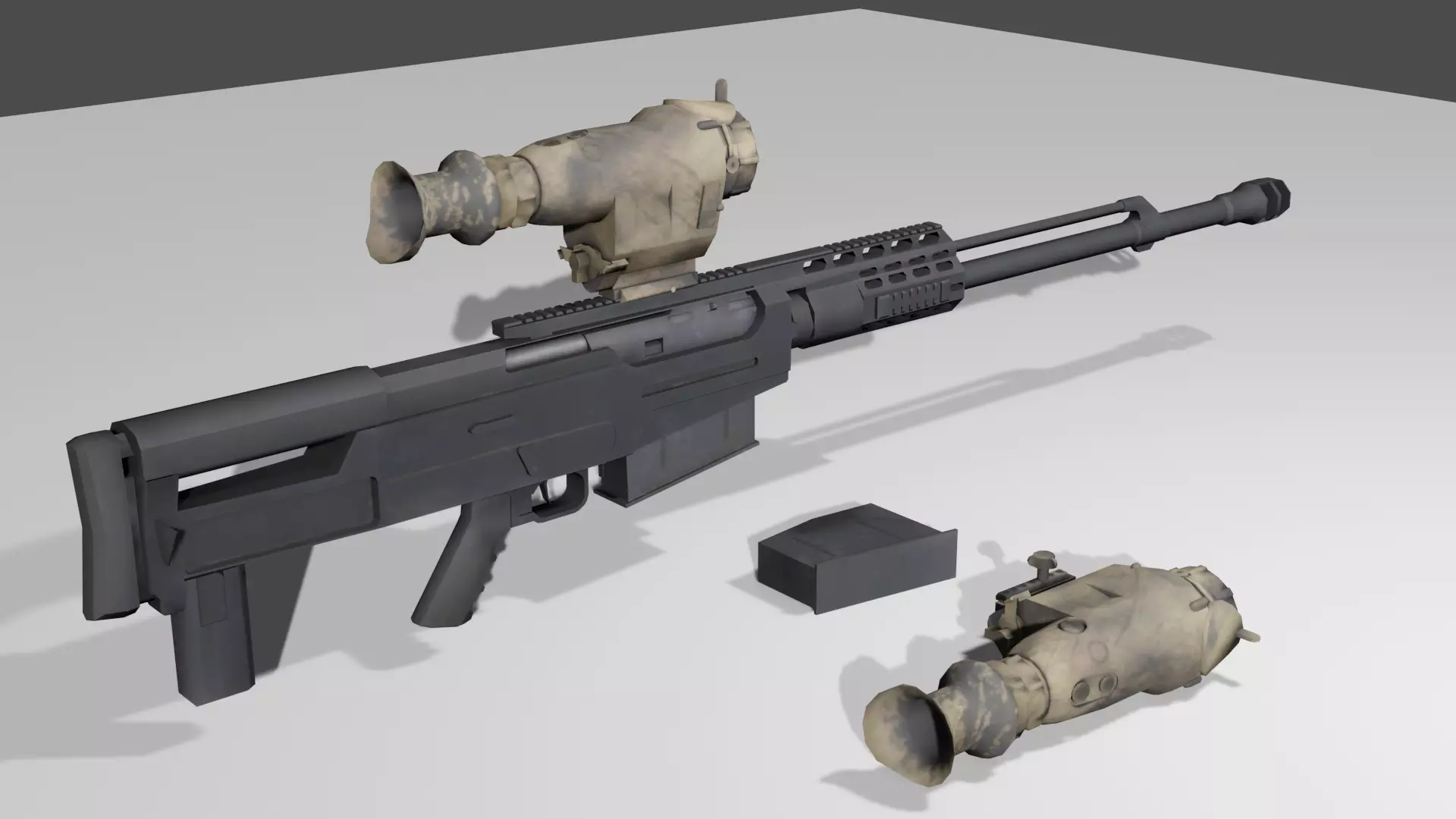 AS50 sniper gun Low-poly 3D model