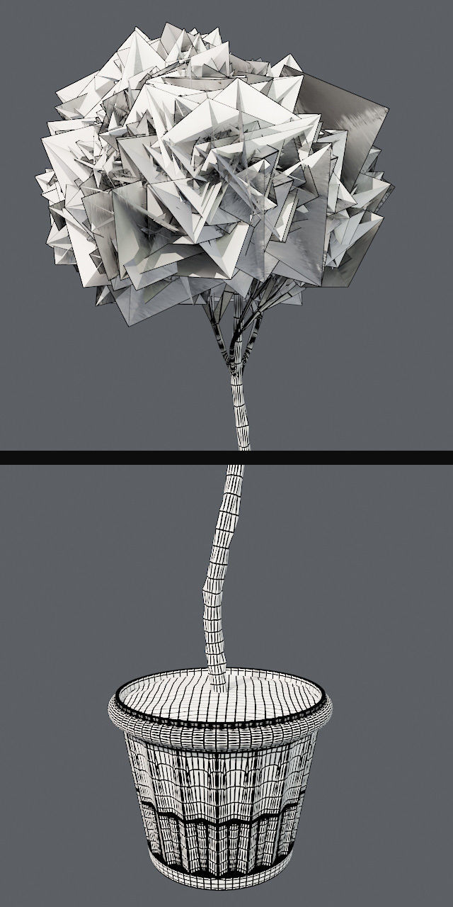 American Boxwood Topiary in Pot Low-poly 3D model_5