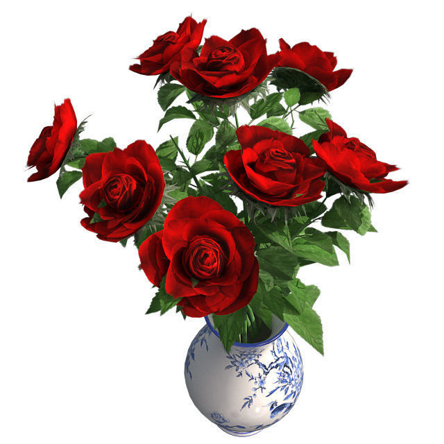 Red Rose in Vase Low-poly 3D model_4