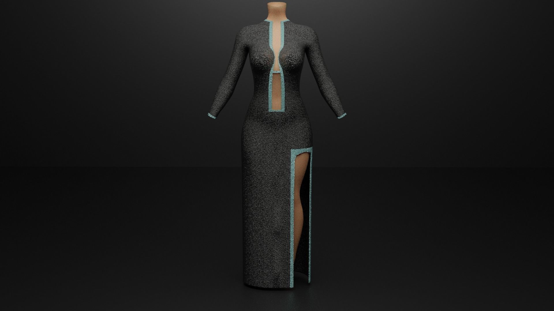 Mermaid Dress 3D model_3