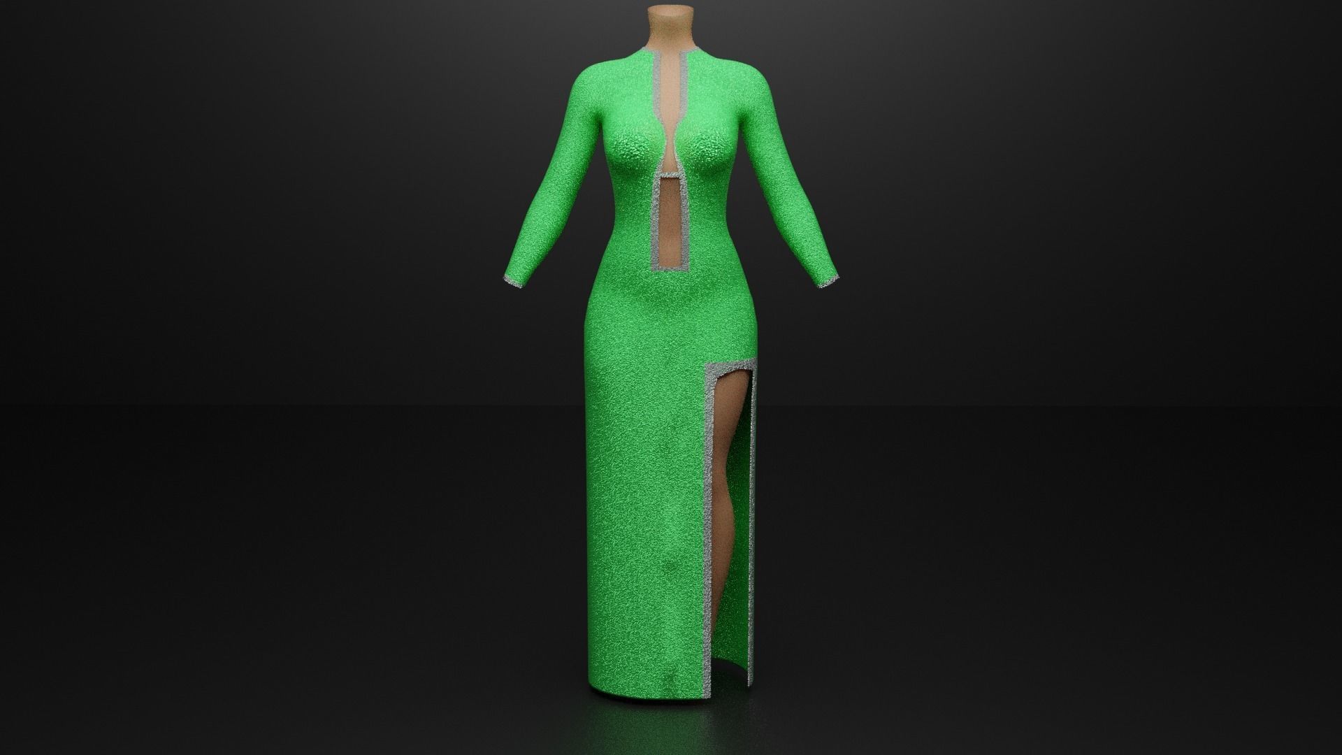 Mermaid Dress 3D model_7