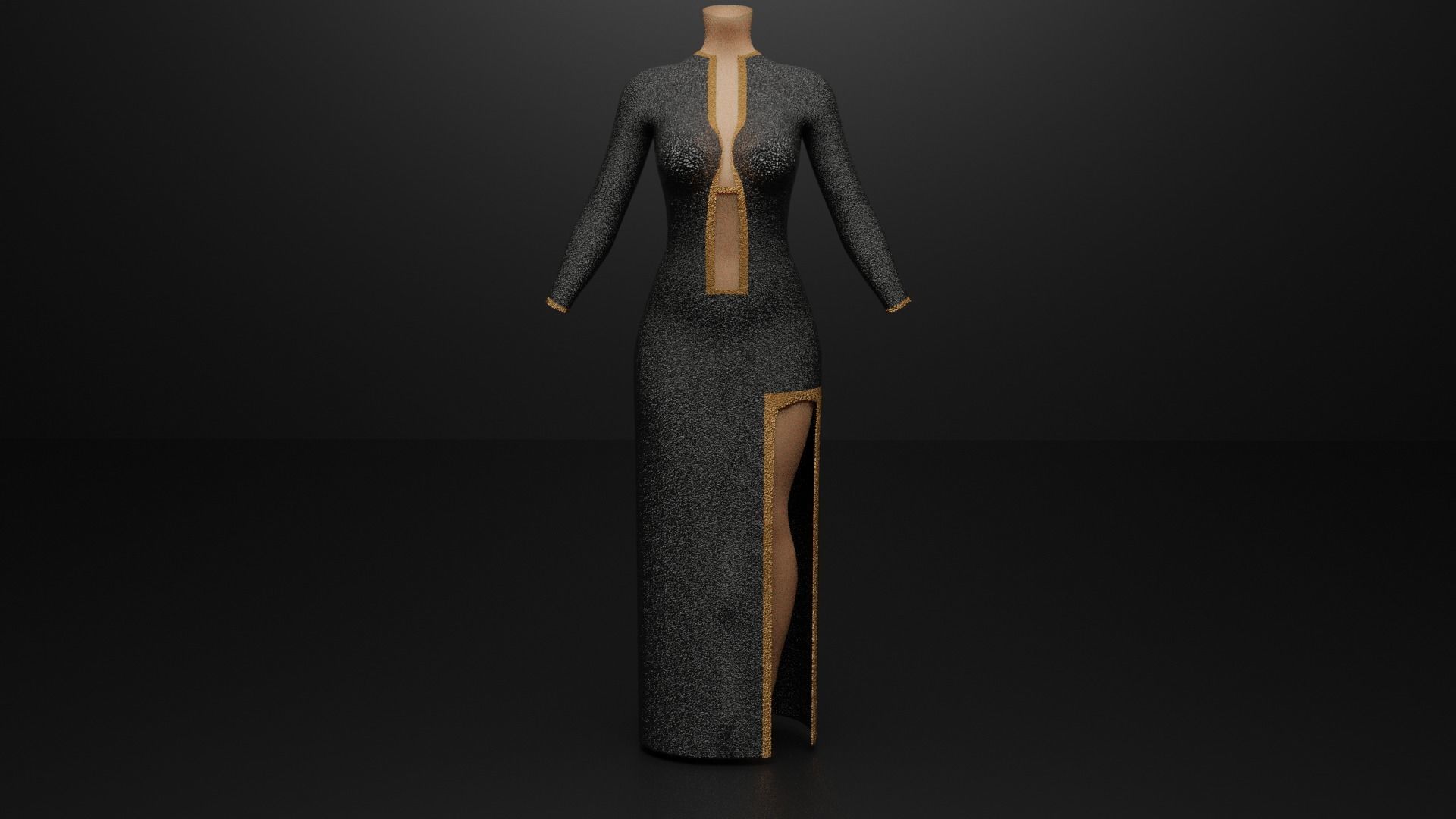 Mermaid Dress 3D model_2