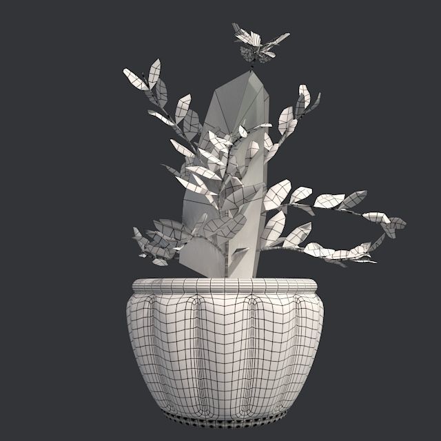 Marigold Flower in Pot Low-poly 3D model_4