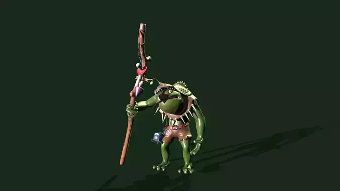 Frog-Shaman frog with bow and arrow Low-poly 3D model