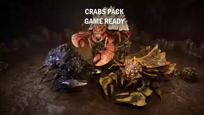 Crabs pack Low-poly 3D model