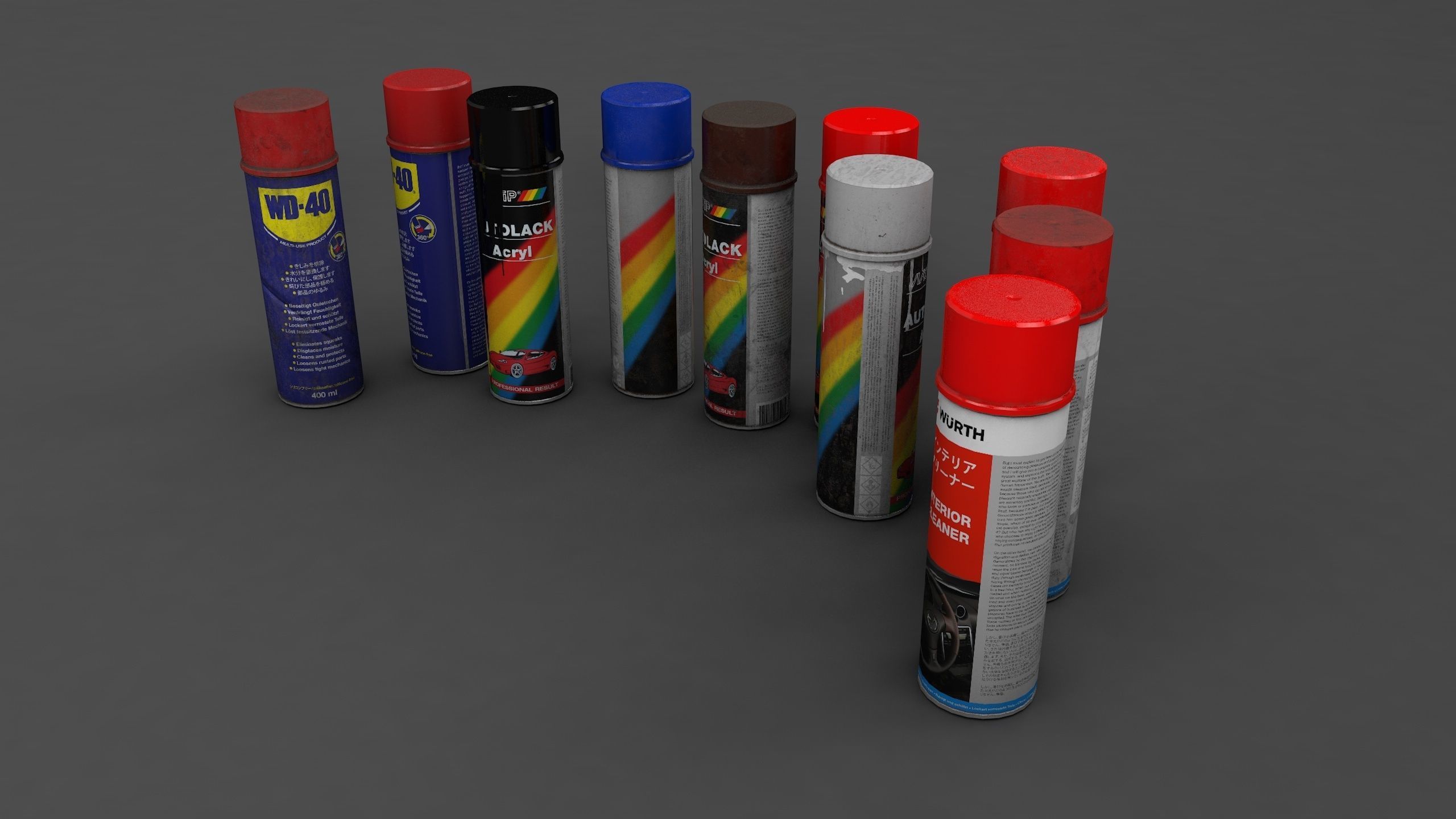 spray cans Low-poly 3D model_2