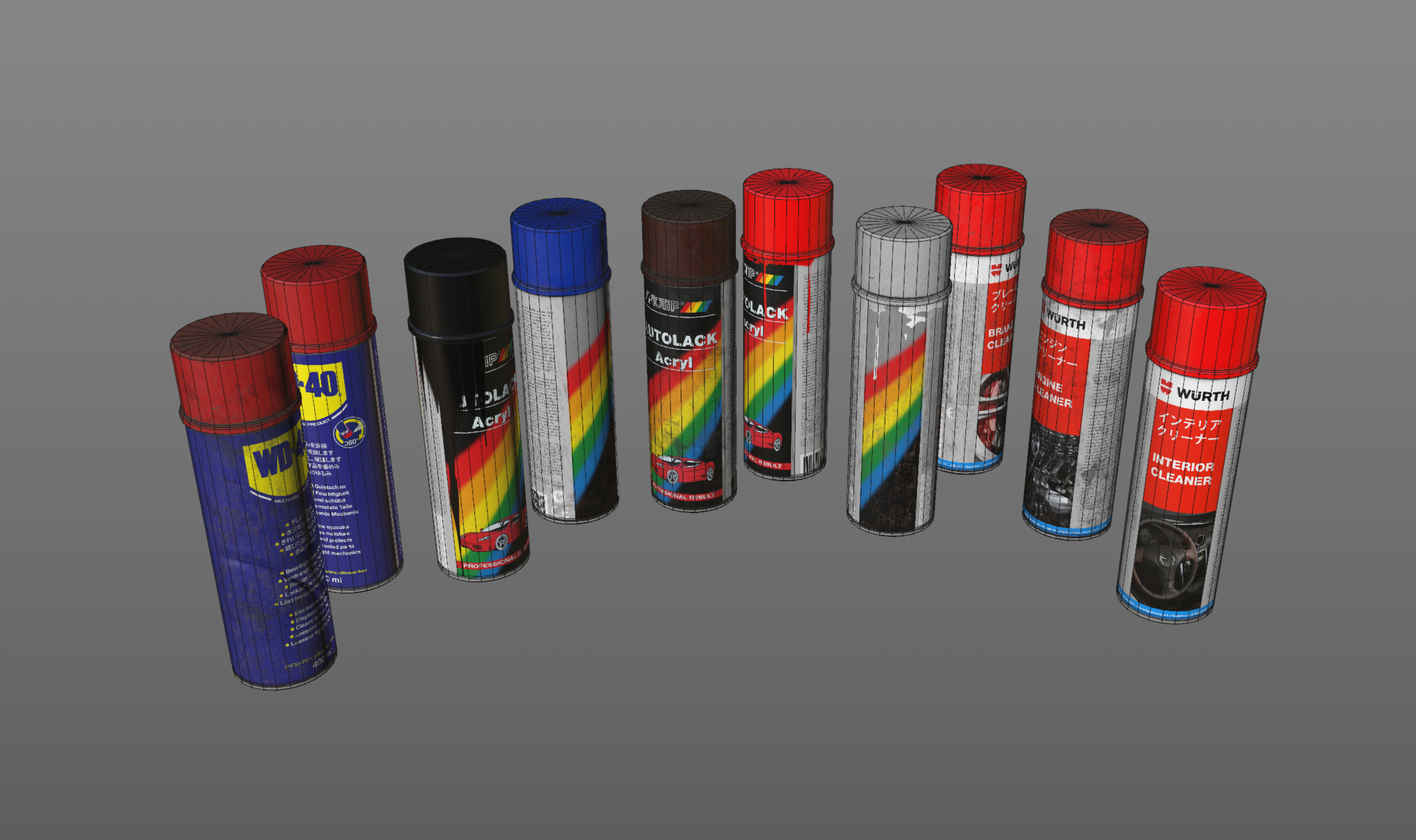 spray cans Low-poly 3D model_6