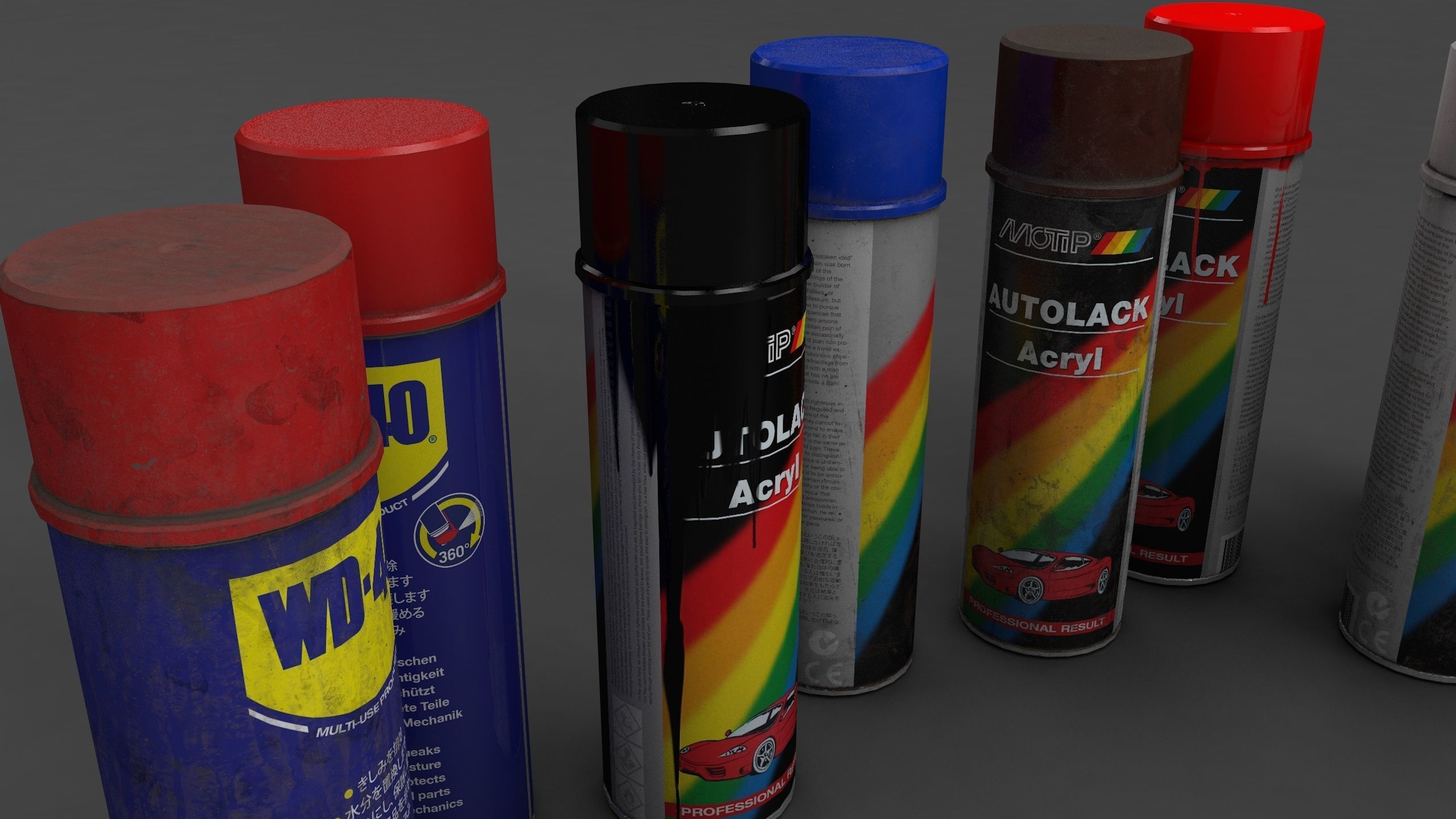spray cans Low-poly 3D model_4