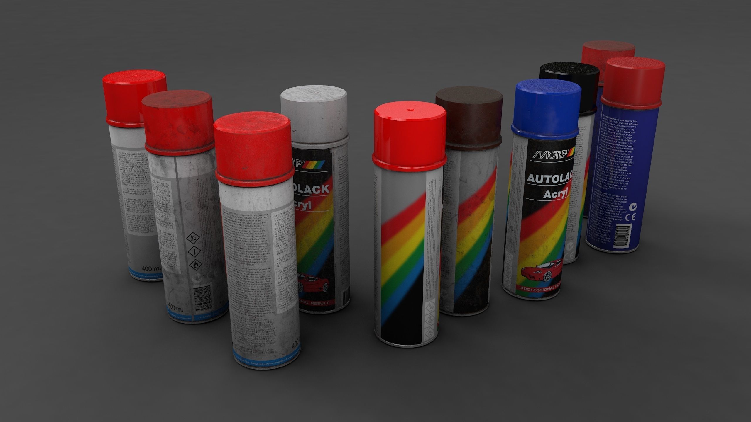 spray cans Low-poly 3D model_3