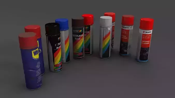 spray cans Low-poly 3D model