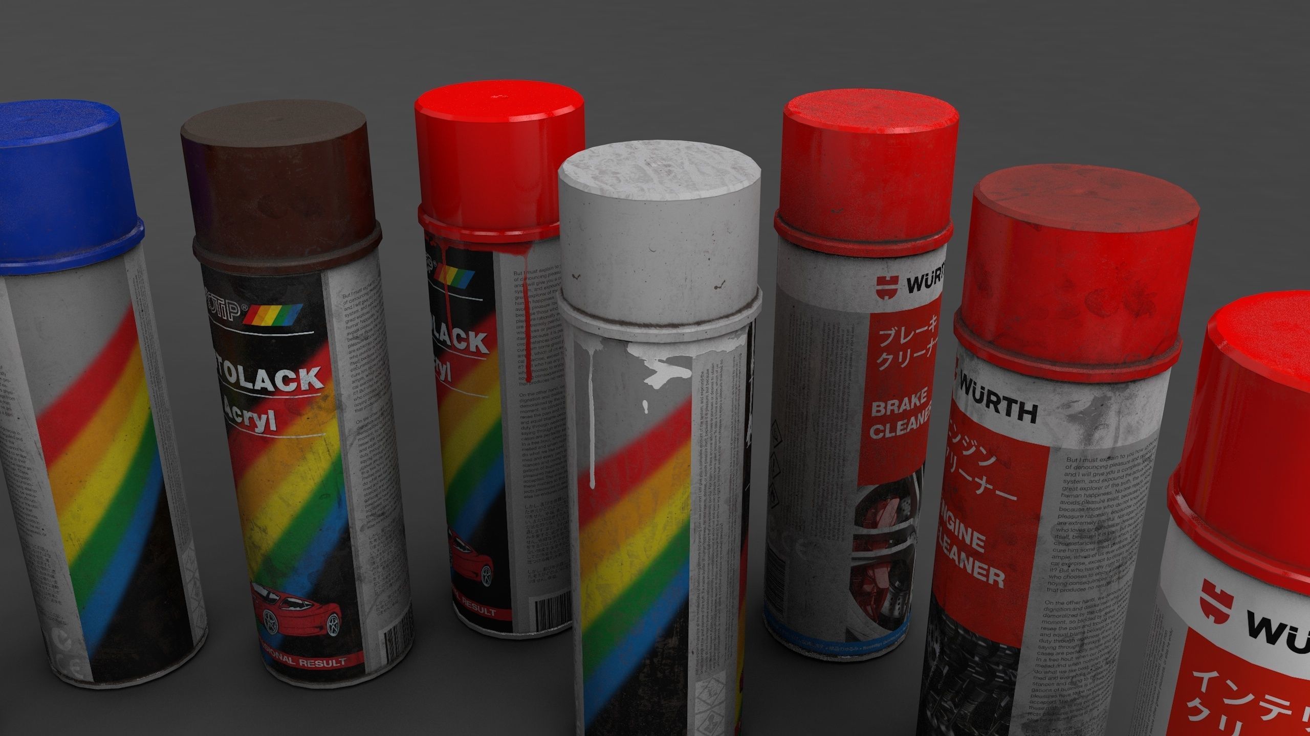 spray cans Low-poly 3D model_5