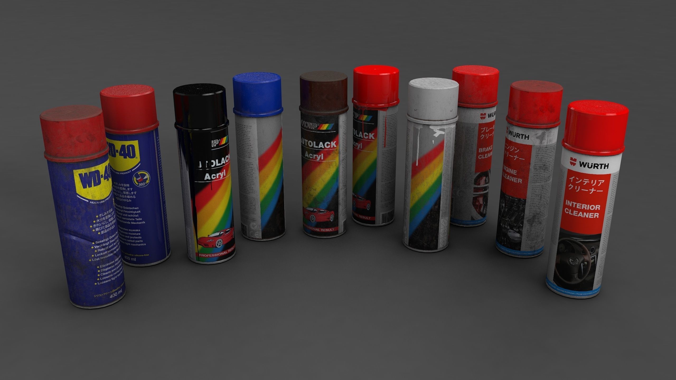 spray cans Low-poly 3D model_1