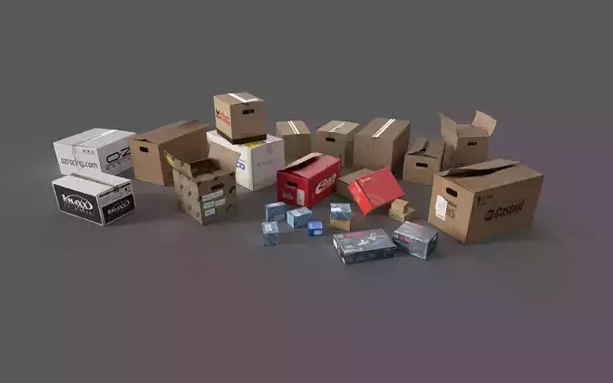 Card Boxes Low-poly 3D model