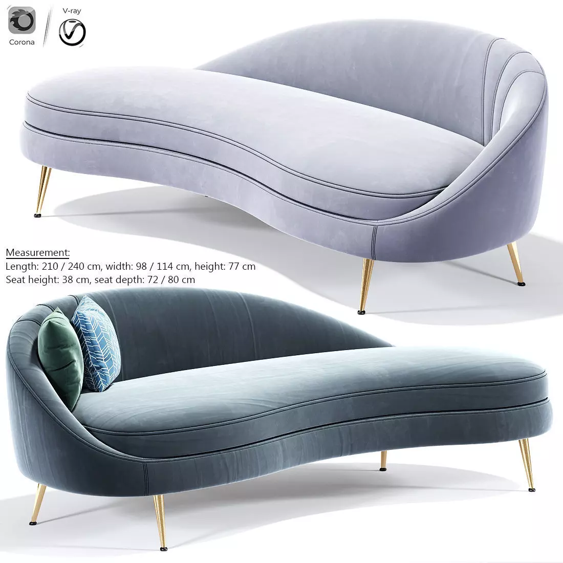 Porto Sand Curve Sofa 3D model_0