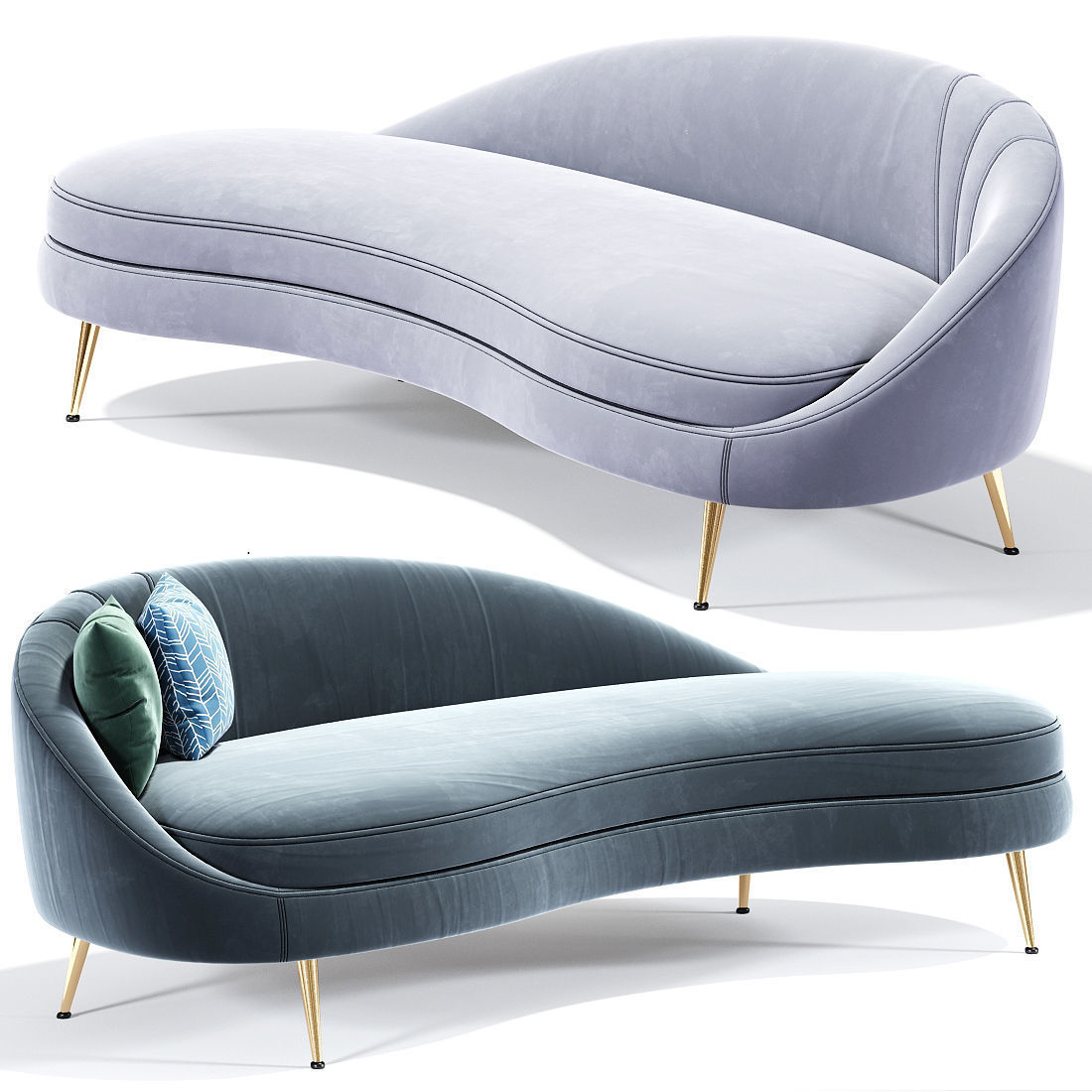 Porto Sand Curve Sofa 3D model_1