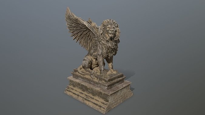 lion statue Low-poly 3D model