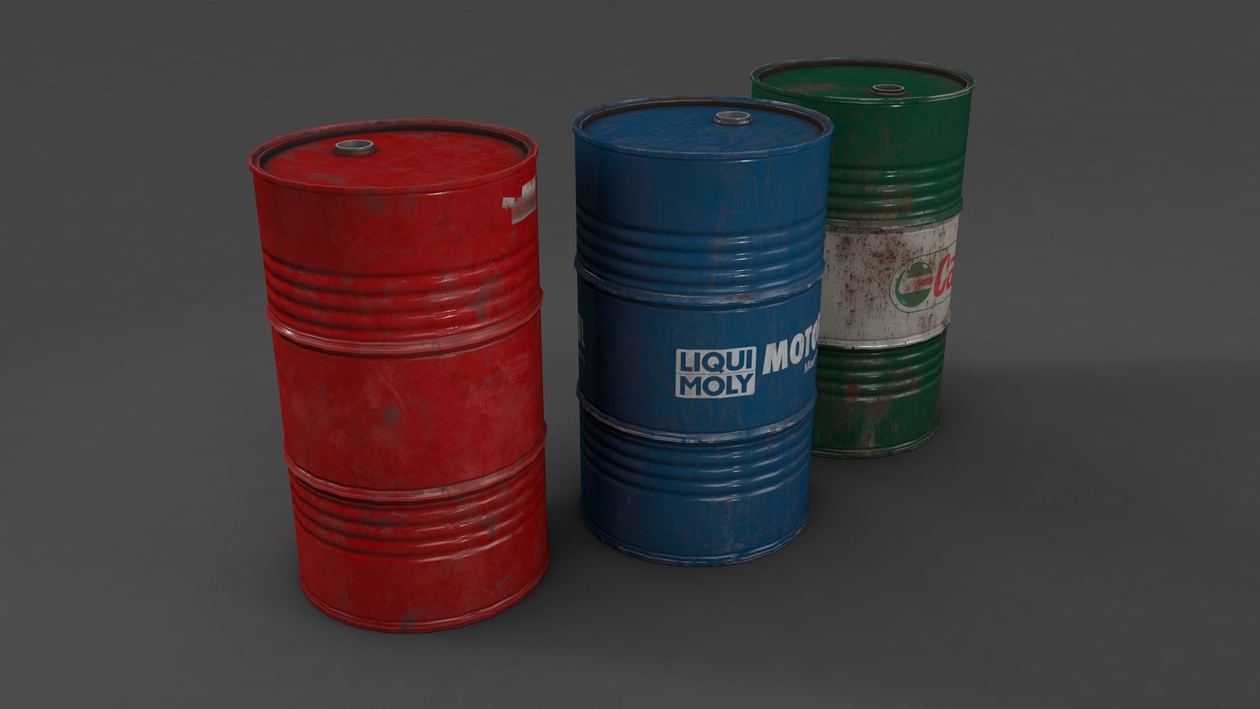 Barrels oil cans Low-poly 3D model_5